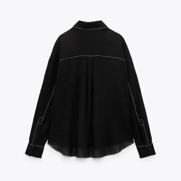 Zara Contract Stitch Blouse - L - Picture 2 of 6